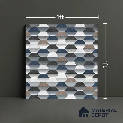 Hexagonal Wall & Floor Tile TL 07237 C Alpi 8001 GLM (Silver) 1 ft x 1 ft Ceramic Matte Finish - 9 mm  | 2 mm Spacer is Mandatory | Please Expect a Slight Variation of Pattern